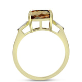 Inel din Argint 925 Placat cu Aur ( 2.8 grame ) cu Cuarț Coniac și Topaz Alb 3.69 Carate