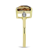 Inel din Argint 925 Placat cu Aur ( 2.8 grame ) cu Cuarț Coniac și Topaz Alb 3.69 Carate
