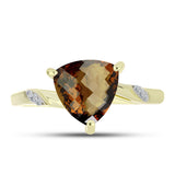 Inel din Argint 925 Placat cu Aur ( 2.8 grame ) cu Cuarț Coniac și Topaz Alb 3.29 Carate