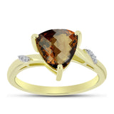 Inel din Argint 925 Placat cu Aur ( 2.8 grame ) cu Cuarț Coniac și Topaz Alb 3.29 Carate