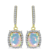 Cercei din Argint 925 Placat cu Aur ( 3.43 grame ) cu Opal Welo și Topaz Alb 3.22 Carate
