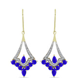 Cercei din Argint 925 Placat cu Aur ( 4.34 grame ) cu Agat Albastru și Topaz Alb 2.59 Carate