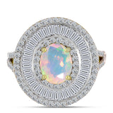 Inel din Argint 925 Placat cu Aur ( 6.38 grame ) cu Opal Welo și Zircon Alb 4.34 Carate