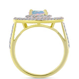 Inel din Argint 925 Placat cu Aur ( 6.38 grame ) cu Opal Welo și Zircon Alb 4.34 Carate