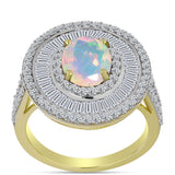 Inel din Argint 925 Placat cu Aur ( 6.38 grame ) cu Opal Welo și Zircon Alb 4.34 Carate