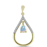 Pandantiv din Argint 925 Placat cu Aur ( 2.35 grame ) cu Opal Welo și Topaz Alb 0.65 Carate