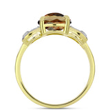 Inel din Argint 925 Placat cu Aur ( 2.76 grame ) cu Cuarț Coniac și Topaz Alb 2.54 Carate