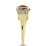 Inel din Argint 925 Placat cu Aur ( 2.76 grame ) cu Cuarț Coniac și Topaz Alb 2.54 Carate