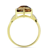 Inel din Argint 925 Placat cu Aur ( 2.45 grame ) cu Cuarț Coniac și Topaz Alb 3.71 Carate