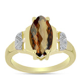 Inel din Argint 925 Placat cu Aur ( 3.08 grame ) cu Cuarț Coniac și Topaz Alb 2.16 Carate
