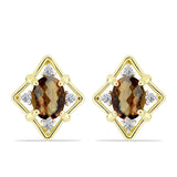 Cercei din Argint 925 Placat cu Aur ( 4.28 grame ) cu Cuarț Coniac și Topaz Alb 3.2 Carate