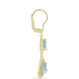 Cercei din Argint 925 Placat cu Aur ( 3.5 grame ) cu Opal Welo și Topaz Alb 1.89 Carate