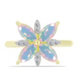 Inel din Argint 925 Placat cu Aur ( 3.06 grame ) cu Opal Welo și Topaz Alb 1.35 Carate