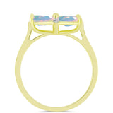Inel din Argint 925 Placat cu Aur ( 3.06 grame ) cu Opal Welo și Topaz Alb 1.35 Carate