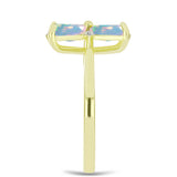 Inel din Argint 925 Placat cu Aur ( 3.06 grame ) cu Opal Welo și Topaz Alb 1.35 Carate
