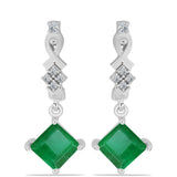Cercei din Argint 925 ( 3.39 grame ) cu Smarald Brazilian și Topaz Alb 2.05 Carate