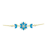 Brățară din Argint 925 Placat cu Aur ( 5.12 grame ) cu Opal Albastru Etiopian Paraiba și Topaz Alb 1.37 Carate