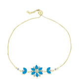 Brățară din Argint 925 Placat cu Aur ( 5.12 grame ) cu Opal Albastru Etiopian Paraiba și Topaz Alb 1.37 Carate