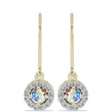 Cercei din Argint 925 Placat cu Aur ( 2.15 grame ) cu Moissanit de Gheață și Topaz Alb 0.91 Carate