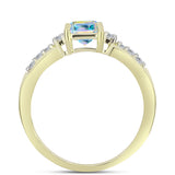 Inel din Argint 925 Placat cu Aur ( 2.98 grame ) cu Moissanit de Gheață și Topaz Alb 1.97 Carate