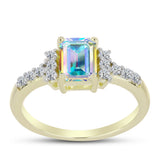 Inel din Argint 925 Placat cu Aur ( 2.98 grame ) cu Moissanit de Gheață și Topaz Alb 1.97 Carate