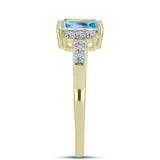 Inel din Argint 925 Placat cu Aur ( 2.98 grame ) cu Moissanit de Gheață și Topaz Alb 1.97 Carate