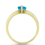 Inel din Argint 925 Placat cu Aur ( 3.38 grame ) cu Opal Albastru Etiopian Paraiba și Topaz Alb 1.17 Carate