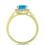 Inel din Argint 925 Placat cu Aur ( 2.8 grame ) cu Opal Albastru Etiopian Paraiba și Topaz Alb 1.2 Carate