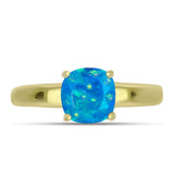 Inel din Argint 925 Placat cu Aur ( 2.29 grame ) cu Opal Albastru Etiopian Paraiba 0.73 Carate