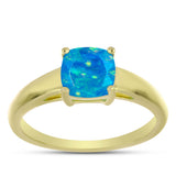 Inel din Argint 925 Placat cu Aur ( 2.29 grame ) cu Opal Albastru Etiopian Paraiba 0.73 Carate