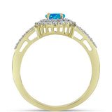 Inel din Argint 925 Placat cu Aur ( 2.52 grame ) cu Opal Albastru Etiopian Paraiba și Topaz Alb 0.67 Carate