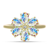 Inel din Argint 925 Placat cu Aur ( 2.91 grame ) cu Moissanit de Gheață și Topaz Alb 2.37 Carate