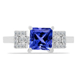 Inel din Argint 925 ( 2.72 grame ) cu Tanzanit și Topaz Alb 1.42 Carate