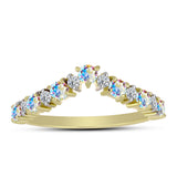 Inel din Argint 925 Placat cu Aur ( 2.25 grame ) cu Moissanit de Gheață și Topaz Alb 0.98 Carate
