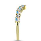 Inel din Argint 925 Placat cu Aur ( 2.25 grame ) cu Moissanit de Gheață și Topaz Alb 0.98 Carate