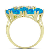 Inel din Argint 925 Placat cu Aur ( 5.24 grame ) cu Opal Albastru Etiopian Paraiba și Topaz Alb 3.74 Carate