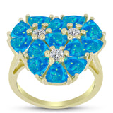 Inel din Argint 925 Placat cu Aur ( 5.24 grame ) cu Opal Albastru Etiopian Paraiba și Topaz Alb 3.74 Carate