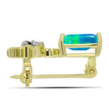 Broşă din Argint 925 Placat cu Aur ( 2.58 grame ) cu Opal Albastru Etiopian Paraiba și Spinel Negru 1.46 Carate