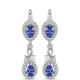 Cercei din Argint 925 ( 3.97 grame ) cu Tanzanit și Topaz Alb 1.28 Carate