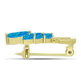 Broşă din Argint 925 Placat cu Aur ( 2.71 grame ) cu Opal Albastru Etiopian Paraiba 0.9 Carate