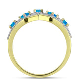 Inel din Argint 925 Placat cu Aur ( 3.32 grame ) cu Opal Albastru Etiopian Paraiba și Topaz Alb 0.77 Carate