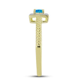 Inel din Argint 925 Placat cu Aur ( 2.56 grame ) cu Opal Albastru Etiopian Paraiba și Topaz Alb 0.27 Carate