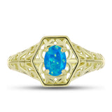 Inel din Argint 925 Placat cu Aur ( 2.83 grame ) cu Opal Albastru Etiopian Paraiba 0.47 Carate