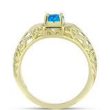 Inel din Argint 925 Placat cu Aur ( 2.83 grame ) cu Opal Albastru Etiopian Paraiba 0.47 Carate