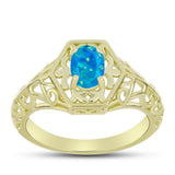 Inel din Argint 925 Placat cu Aur ( 2.83 grame ) cu Opal Albastru Etiopian Paraiba 0.47 Carate