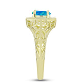 Inel din Argint 925 Placat cu Aur ( 2.83 grame ) cu Opal Albastru Etiopian Paraiba 0.47 Carate