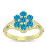 Inel din Argint 925 Placat cu Aur ( 3.13 grame ) cu Opal Albastru Etiopian Paraiba 0.45 Carate