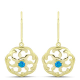 Cercei din Argint 925 Placat cu Aur ( 3.71 grame ) cu Opal Albastru Etiopian Paraiba 0.13 Carate