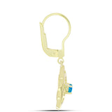 Cercei din Argint 925 Placat cu Aur ( 3.71 grame ) cu Opal Albastru Etiopian Paraiba 0.13 Carate