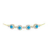Brățară din Argint 925 Placat cu Aur ( 4.12 grame ) cu Opal Albastru Etiopian Paraiba și Topaz Alb 1.27 Carate